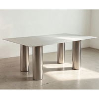 Table à manger rectangulaire moderne en acier inoxydable sur mesure, finition anti-traces de doigts, pour la maison, les restaurants et les hôtels