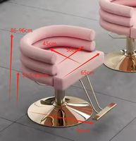 Fauteuil de Barbier Moderne en Cuir Marron avec Base Ronde Dorée, Chaise de Coiffure Pivotante de Luxe pour Femmes