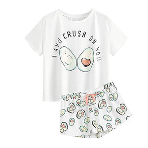 Pantaloncini Casual da donna t-shirt con stampa a maniche corte pigiami da notte Set pigiama da notte Set pigiama da donna - Product Image 5