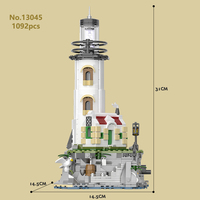 MJ13045 Phare Blocs de Construction Cabane de Pêcheur 1092 + PCS Lumière Maison Assemblage Modèle Idée Décoration Enfants Jouets Cadeau