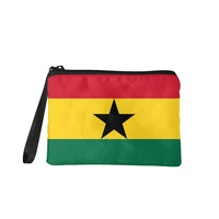 Porte-monnaie pliable en polyester imprimé drapeau du Ghana, couleurs mélangées, léger et portable pour les voyages et les sorties quotidiennes