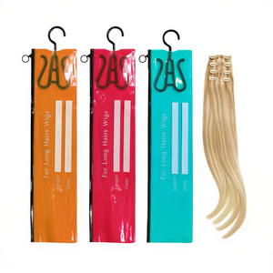 Astrid 14X60ซม. พลาสติกใส PVC ใสมีซิปกระเป๋าใส่วิกผมตะขอแขวนต่อผม - Product Image 1