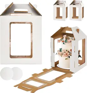 12 *12 *14inch and 10*10*12 inch 6 windows Tier Cake Boxes with handle Tall Cake BoxesTiered Layer Wedding Cake Boxes
