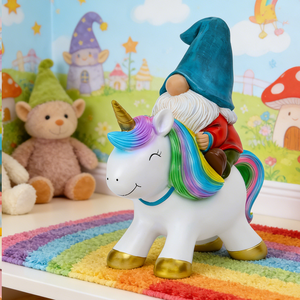 Statue de gnome <span class=keywords><strong>licorne</strong></span> <span class=keywords><strong>arc</strong></span>-<span class=keywords><strong>en</strong></span>-<span class=keywords><strong>ciel</strong></span> coloré pour décoration extérieure ou intérieure, ornement amusant pour jardin et terrasse - Product Image 1