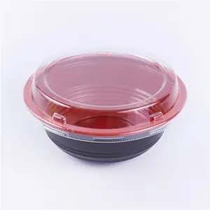 SM3-2103Red&Black Salad Plastic Pp Bowl Large Clear Containers For Salads Snacks And Cold Side Dishes