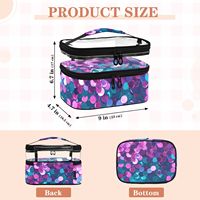 Trousse de Maquillage Tendance avec Motif Pailleté, Fermeture Éclair, Poignée Souple, Capacité Moyenne, en Polyester, Double Couche