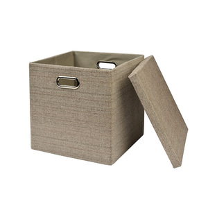 Storage Bins Cubes Foldable Heavy Duty Burlap Fabric Storage Box Basket Containers Large Organizer Removable Room Divider