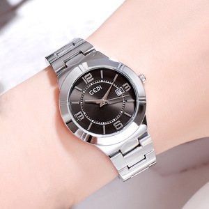 นาฬิกาปฏิทินสำหรับผู้หญิง สายสแตนเลสกันน้ำแบบเรียบง่าย - Product Image 4