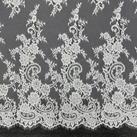 GCWH019853-13 Tissu en dentelle de tulle brodé floral perlé blanc 150 cm, coupe de 3 mètres pour robes de mariée