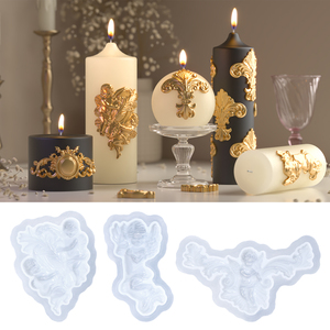 DM1207 Moule en Silicone de Style Européen à Motifs en Relief pour Bricolage, Plâtre, Bougie, Art Décoratif, Moule à Fondant en Forme d'Ange pour Décoration de Gâteaux - Product Image 1