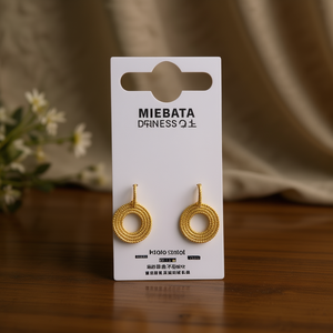 Orecchini pendenti Miebata in acciaio inossidabile placcato oro, gioielli da donna alla moda, stile geometrico vintage - Product Image 2