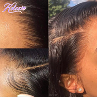 Prix de gros Perruque HD transparente 5x5 Afro Kinky Full Lace Frontal Straight Double Drawn Closure Wig