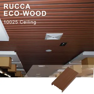 Rucca 상점을 위한 목제 플라스틱 합성 중단된 천장 디자인, 천장 장식적인 건축재료의 100*25mm 유형