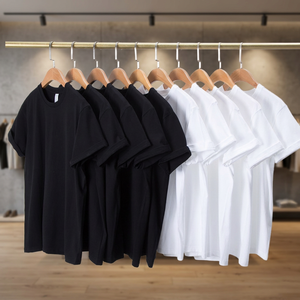 T-shirt unisexe coupe classique 100 % coton col rond manches courtes couleur unie décontracté vierge devant sans logo tricoté blanc noir - Product Image 3