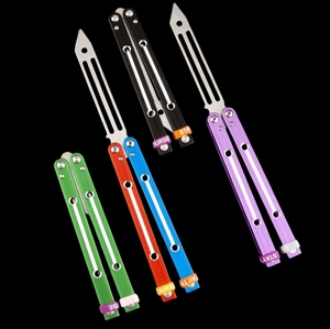 Cuchillo de práctica de mariposa con mango de aluminio, cuchillo de mariposa, cuchillo de mariposa de tiburón armado, entrenador, diseños geniales - Product Image 3