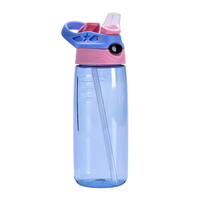 Bouteille d'eau de sport d'extérieur 501-600 ml avec paille, personnalisable pour étudiants et enfants, en plastique, vente directe en gros pour la salle de sport