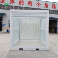 Garage conteneur de 20 pieds avec volet roulant, bâtiment préfabriqué en acier, mur-rideau en verre, maison commerciale modulaire, conception personnalisée