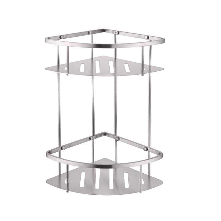 Two Tiers Stainless Steel 304 Gun Grey Bath Corner Shelf Bathroom Dual Tier Corner Rack| Alibaba.com