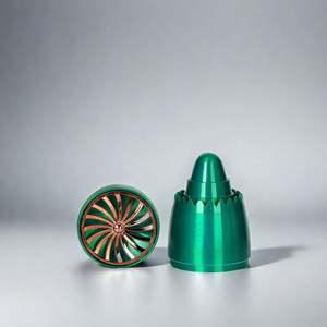 Nouveau produit 2025, vente en gros OEM/ODM, moulin à herbes en alliage de zinc métallique 63 mm, 4 pièces, forme de moteur aéronautique, CANNA, portable, manuel - Product Image 4