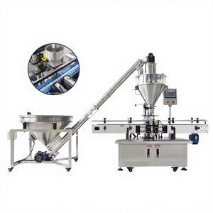 Línea de Llenado de Polvo Eléctrica Semiautomática con Dosificador de Tornillo Servo, Codificador de Fecha y Controlador de Peso para Alimentos, Proteínas, Botellas y Latas - Product Image 1