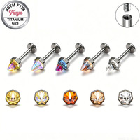 Boucles d'oreilles clous de mode Freya en titane de qualité implantable, motif kaléidoscope, pour piercing Devil Helix Rook, avec zircon et dos plat, bijoux de piercing labret