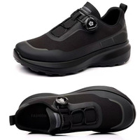 Nouvelles Chaussures Décontractées à Bouton Rotatif pour Hommes, Noires, pour Trajet Quotidien, Semelle Épaisse Antidérapante, Baskets de Sport d'Extérieur pour Hommes