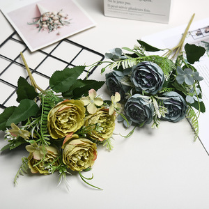 Bouquet de pivoines artificielles Lichao, 4 têtes, fleurs en soie, décoration de mariage, décoration de la maison, accessoires de photographie, réutilisables - Product Image 3