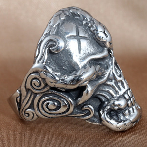 <b>Skull</b> <b>Ring</b> Men's Titanium Steel Red Eye Punk Style Fashion Jewelry Gift Geometric Design 213040 - Product Image 3