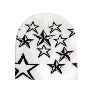 Gorro de punto grueso sin borde unisex con estrella de cinco puntas jacquard, diseño en relieve y bordado de lentejuelas, ideal para el frío. Venta al por mayor. - Product Image 6