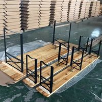 Ensemble de table et bancs pliants en bois pour camping, plage et brasserie, 3 pièces, prix d'usine