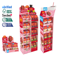 Unité d'affichage en carton pliable personnalisable pour supermarché, présentoir de sol en papier pour bonbons, chips de pommes de terre, grains de café, chocolat