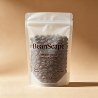 Sachet d'emballage pour grains de café personnalisé, imprimé, recyclé, compostable, en EVOH, mat, transparent, givré, avec valve et fermeture éclair