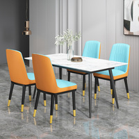 Chaise de salle à manger moderne en cuir et métal avec dossier et accoudoirs, style simplicité, pour usage domestique, hôtelier et de restaurant – Approvisionnement direct usine
