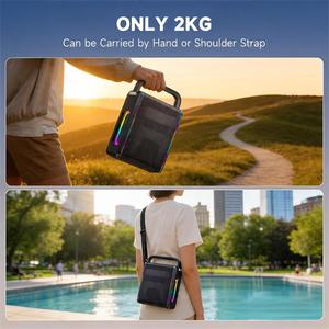 Máquina de Karaoke Portátil Remax, Altavoz Recargable de 60W de Potencia Máxima con 2 Micrófonos Inalámbricos y Correa de Soporte, Compatible con BT 6.0/AUX/USB/TF - Product Image 6