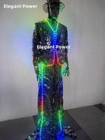 Costumes de robot de miroir de lumière LED de luxe pour hommes et femmes Costume de marcheur d'échasses rougeoyantes pour les Costumes de scène de club de fête
