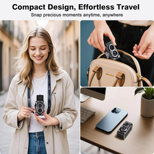 Mini appareil photo numérique vintage portable style TLR, rétro, compact, petit format <span class=keywords><strong>de</strong></span> poche, vidéo 1080P FHD, 12MP, vlog, optique - Product Image 3