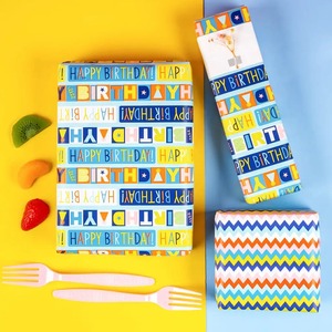 Custom Eco-Friendly Birthday-Themed <b>Wrapping</b> <b>Paper</b> Roll Stars Zigzags Letters Art Digital Printing Compatible Double-Sided - Product Image 6