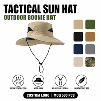 Chapeau Boonie Tactique Kaki 2026 en Gros, Chapeau de Soleil d'Extérieur avec Ventilation en Maille, Sangle Mentonnière Réglable, Logo Personnalisé, OEM, MOQ 500 PIÈCES
