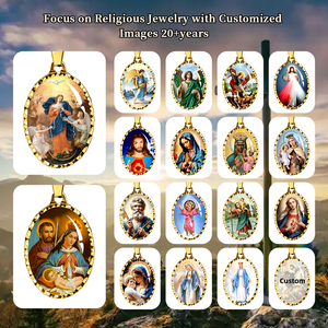 Colgantes de la Serie Brillante de Acero Inoxidable al por Mayor con Icono Religioso de María Desatadora de Nudos para Cristianos con Cadena de Serpiente - Product Image 4