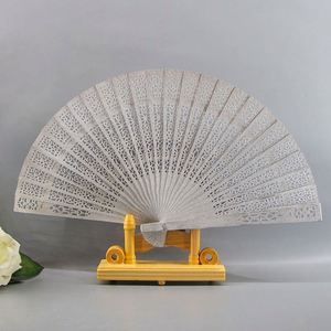 Custom Printed Logo 23cm Nature Wooden Wedding Hand Fans Folding Hand Held Souvenir Gift Painted Decoration Carved White <b>Paper</b> - Product Image 6