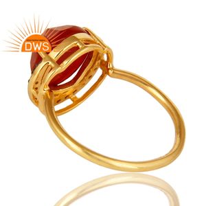 แหวนเพชร CZ สีแดง925เงินแท้14K สีเหลืองแหวนชุบทองคอลเลกชันวินเทจผู้ผลิตผู้จัดจำหน่าย - Product Image 3