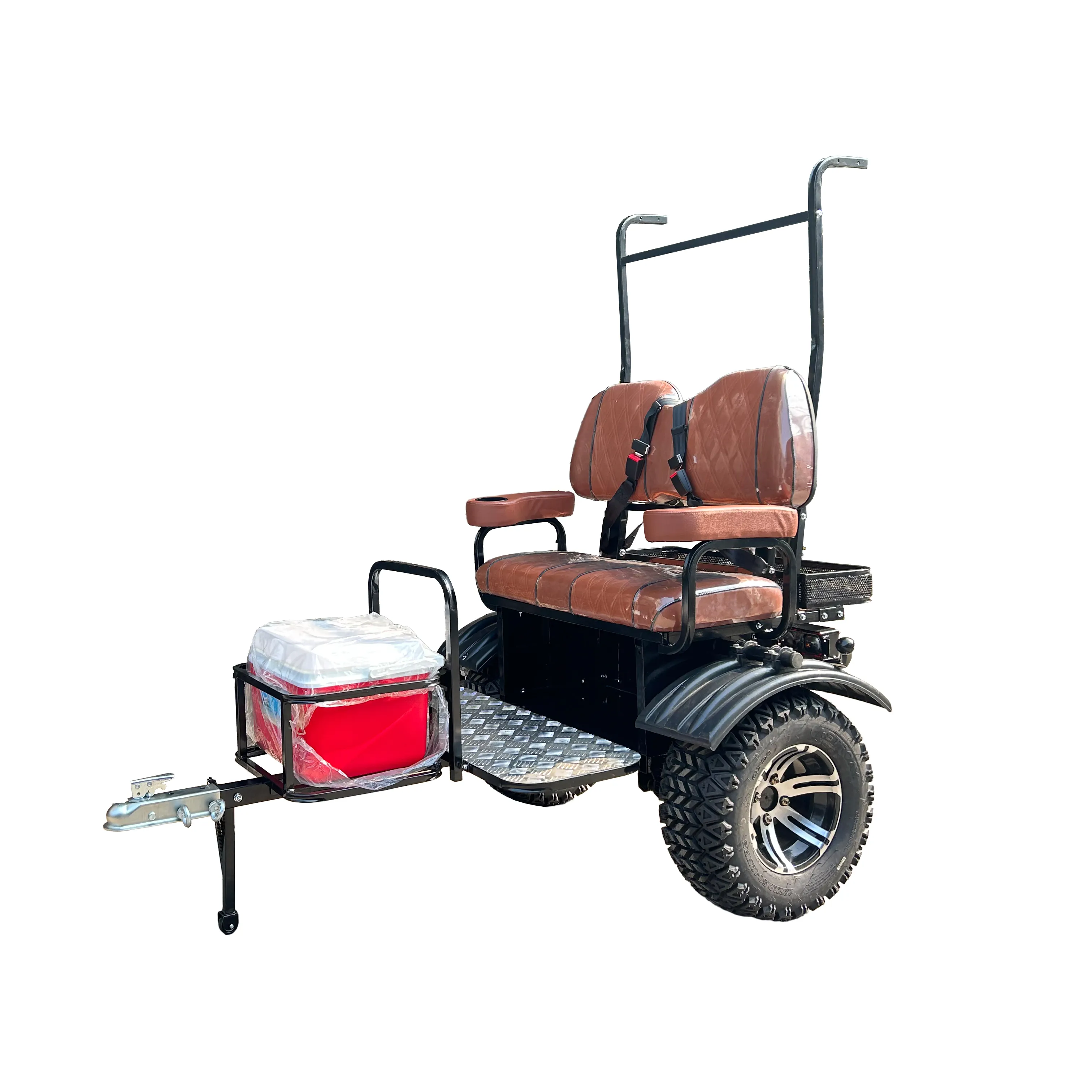 Carrinho de golfe com combinação de iluminação automotiva, carrinho de golfe de 2 lugares, marca brilhante, trailer