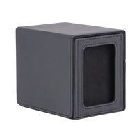 Boîte de rangement pour cartes de jeu de société Jolly Sunshine, design moderne en PU noir, pour bureau/maison, OEM