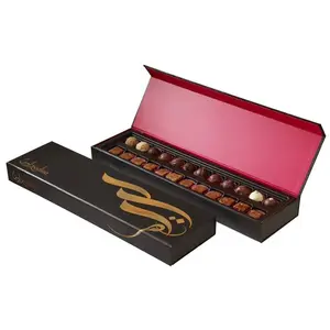 사용자 정의 골드 로고 럭셔리 프리미엄 블랙 컬러 마그네틱 초콜릿 선물 상자 Bonbon 포장 상자