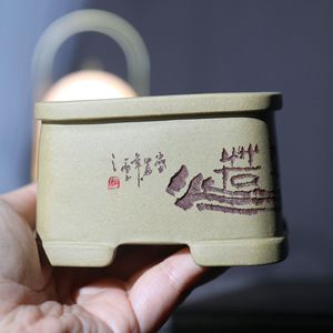Maceta Cuadrada de Zisha para Bonsái, Pequeña, de Arcilla Cocida al Horno, Su Bingzhi - Product Image 2