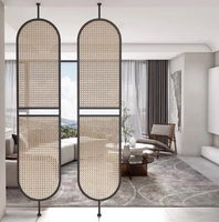 Cloison de séparation moderne en fer et rotin pour restaurant, hôtel, salon de thé - Design artistique d'intérieur