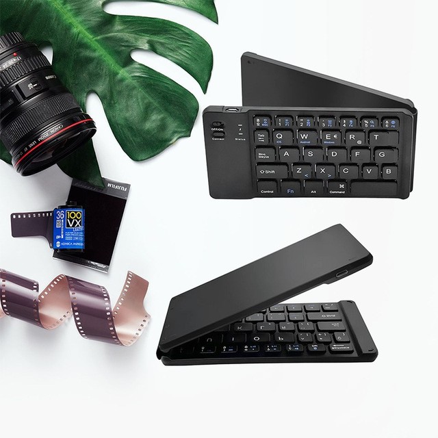 Factory OEM Dual Folding BT Keyboard for Mobile Phone Tablet Rechargeable Portable Office Wireless Mute Keyboard