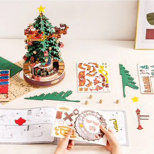 Robotime Rolife Juego <span class=keywords><strong>de</strong></span> Regalos <span class=keywords><strong>de</strong></span> Navidad Rompecabezas <span class=keywords><strong>de</strong></span> Madera 3D AMS01 Árbol <span class=keywords><strong>de</strong></span> Melodía <span class=keywords><strong>de</strong></span> Navidad Caja <span class=keywords><strong>de</strong></span> Música DIY <span class=keywords><strong>Casa</strong></span> en Miniatura - Product Image 4