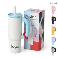 Gobelet isotherme portable en acier inoxydable 304 de 40 oz avec logo personnalisé, poignée et paille, idéal pour les voyages en extérieur