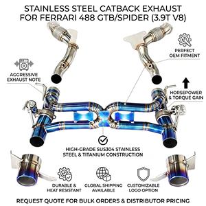 Sistema de Escape Completo Oortex Burned Blue Titanium con Tubos con Válvulas para Ferrari 488 GTB Spider 3.9T 2015-2019, Kits de Modificación Bolt-On - Product Image 1